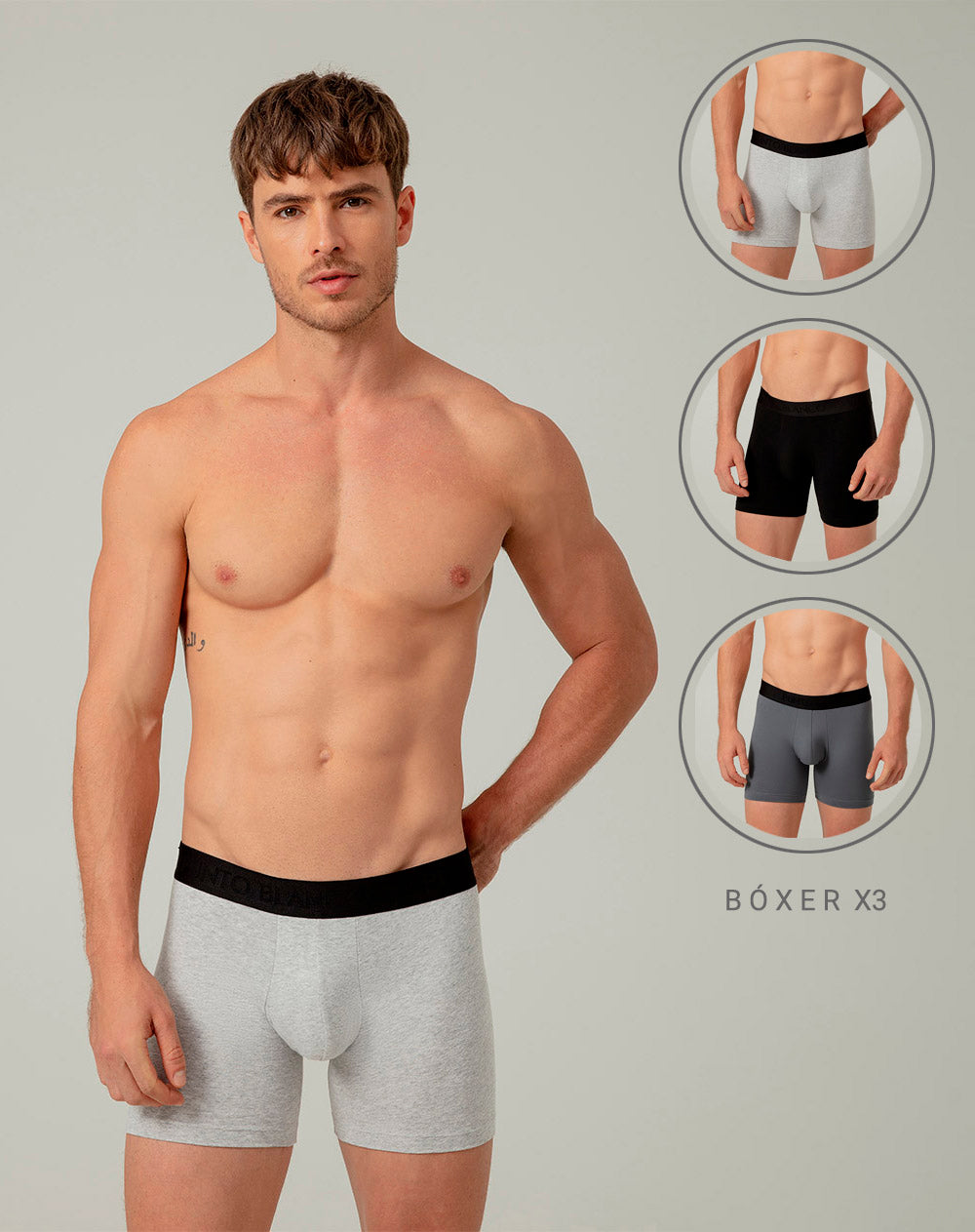Boxér medio ajustados x3unds surtidos