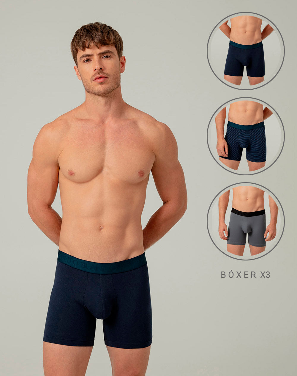 Boxér medio ajustados x3unds surtidos