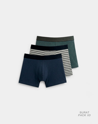 Bóxer medio panel amplio x3unds surtido