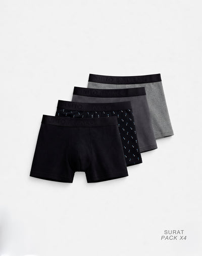 Bóxer medio panel amplio x4unds surtido