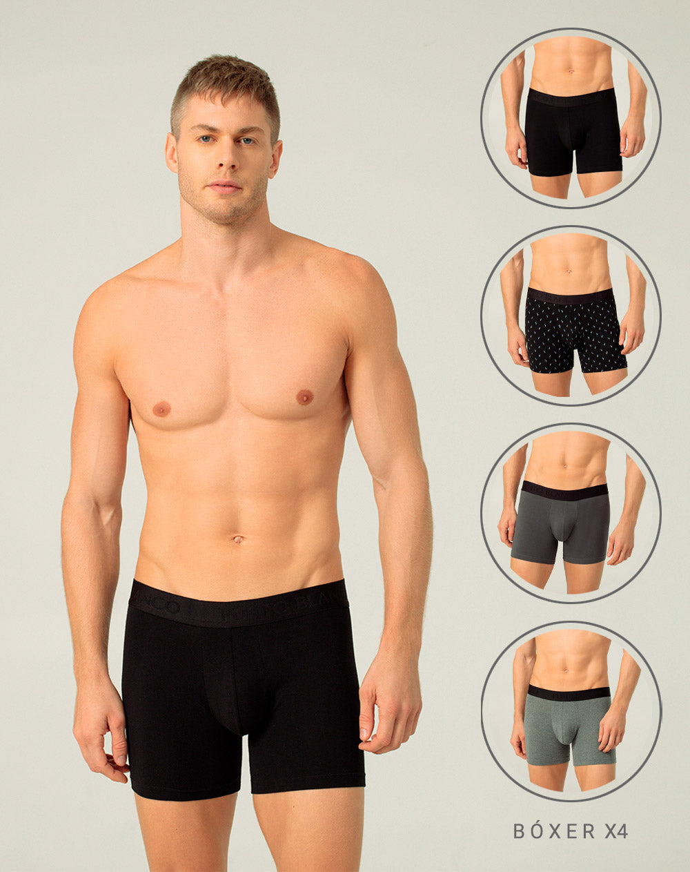 Boxér medio ajustado x4unds surtidos