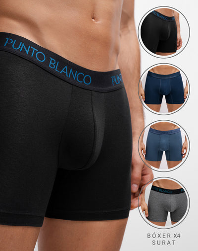Bóxer medio panel amplio x4unds surtido