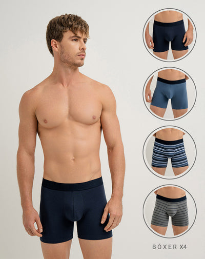 Boxér medio ajustado x4unds surtidos