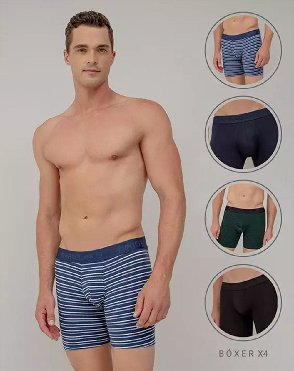 Boxér medio ajustado x4unds surtidos