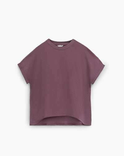 Camiseta holgada algodón manga corta morada mujer
