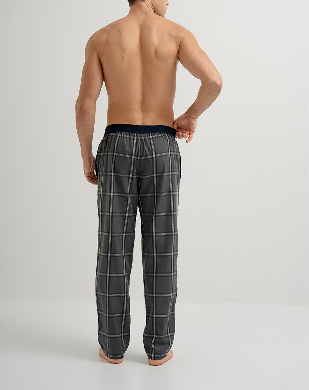 Pantalón de pijama hombre algodón largo verde cuadros