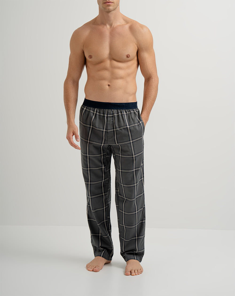 Pantalón de pijama hombre algodón largo verde cuadros