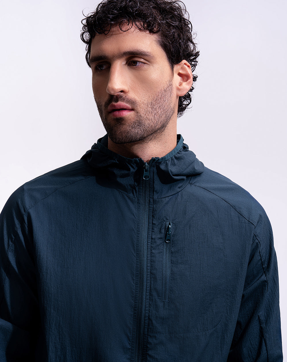 Chaqueta deportiva regular sin capucha azul hombre