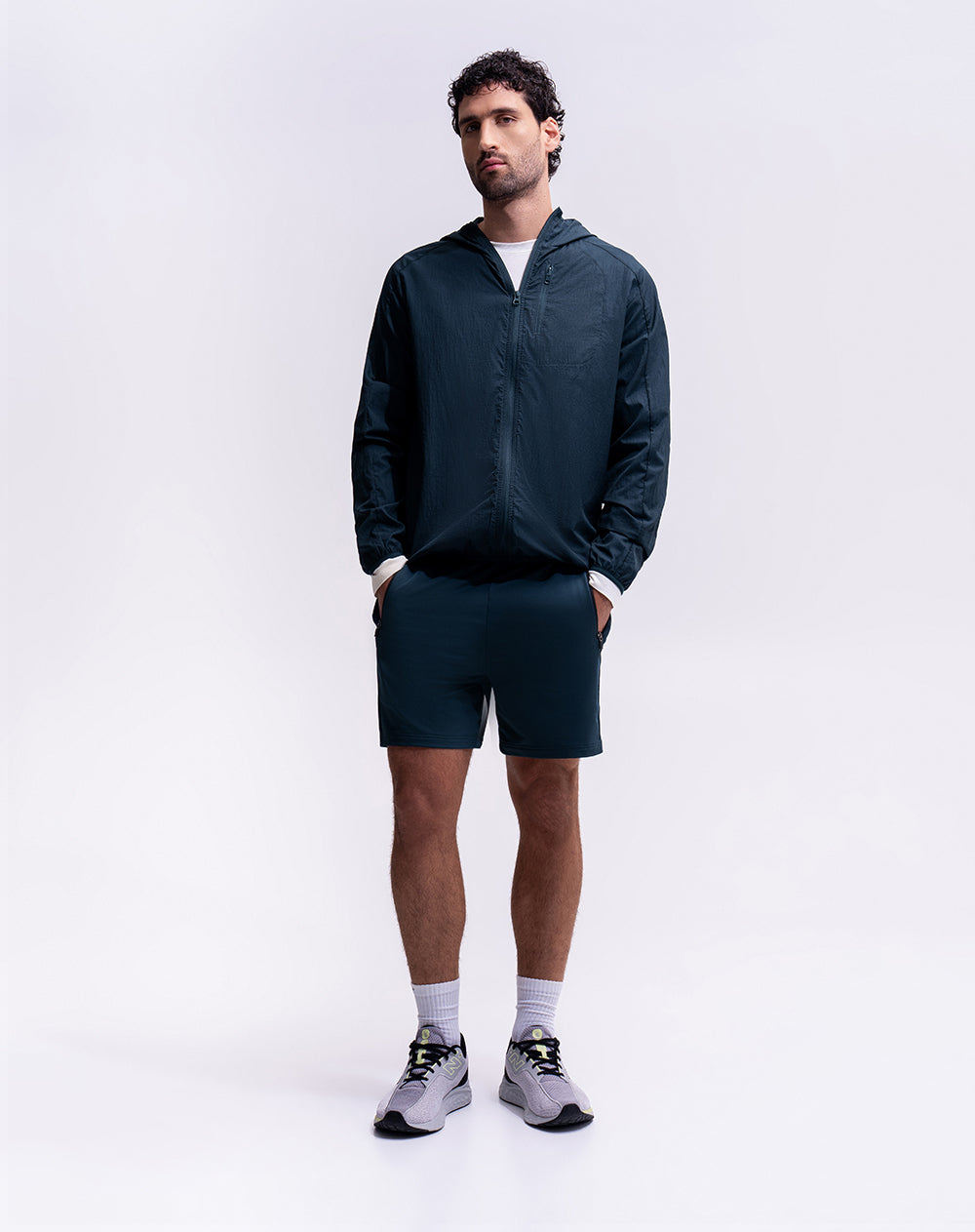 Chaqueta deportiva regular sin capucha azul hombre