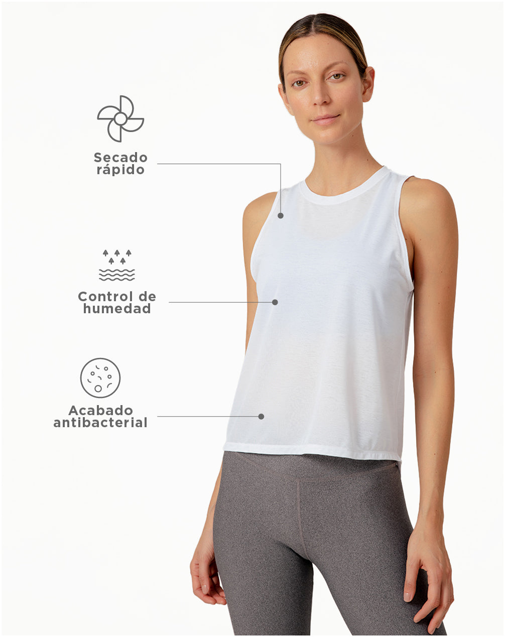 Camiseta esqueleto deportiva mujer control humedad blanca