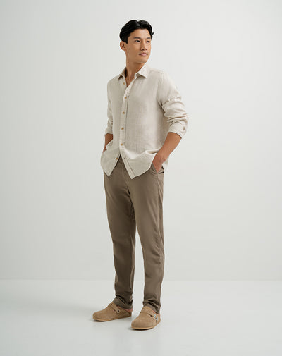 Pantalón chino regular algodón taupe hombre