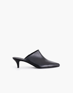 Zapatos tipo mule cuero negro mujer