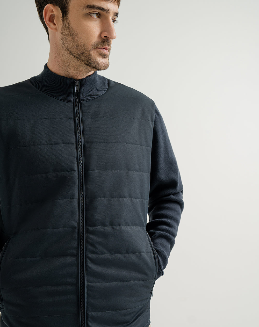 Chaqueta regular fit sin capucha azul