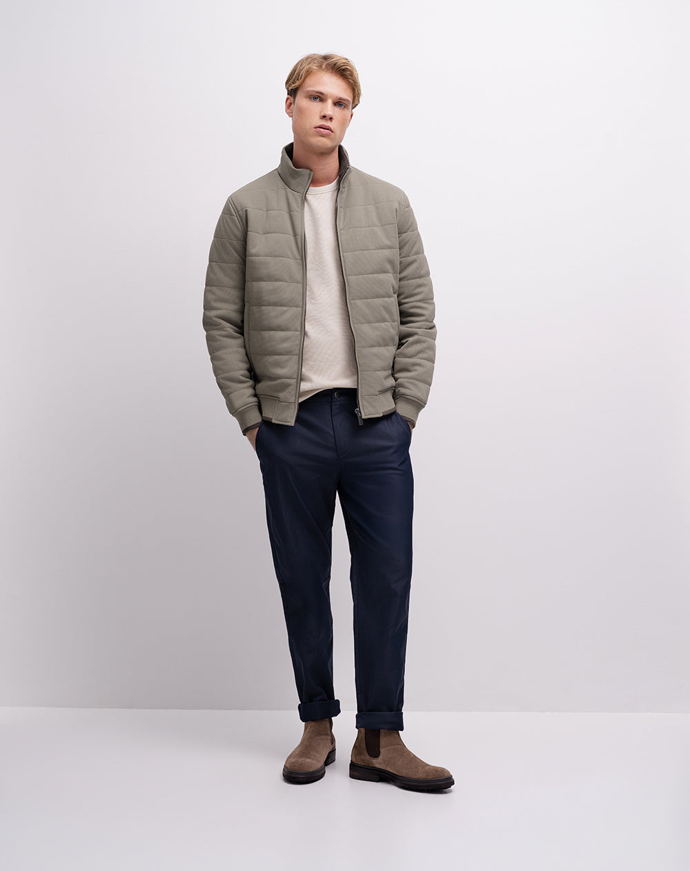 Chaqueta bomber regular café hombre