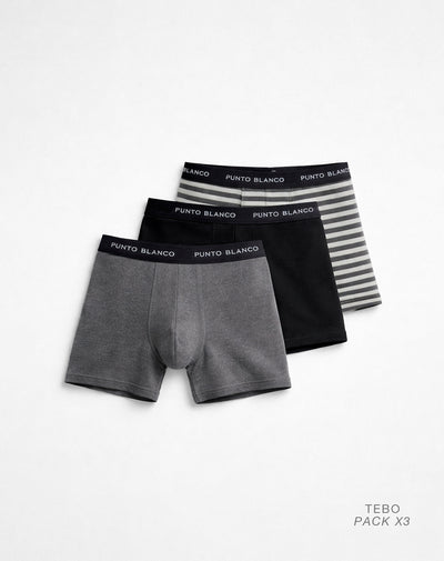 Bóxer corto panel amplio x3unds surtido