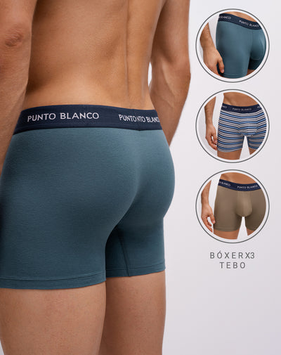 Bóxer corto panel amplio x3unds surtido