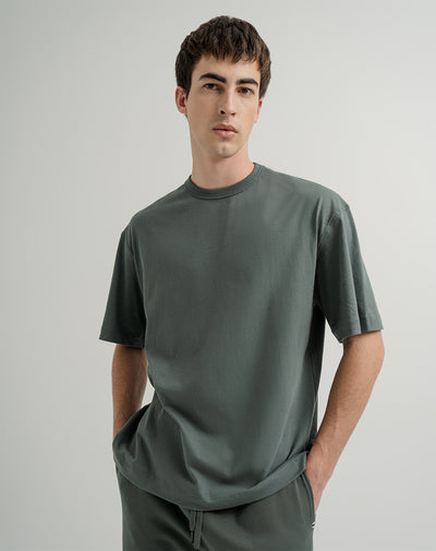 Camiseta en algodón sostenible holgada verde para hombre