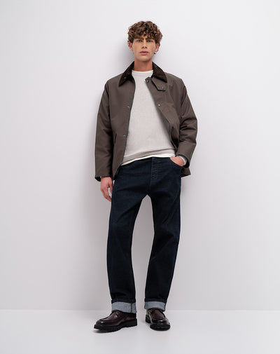 Chaqueta tipo parka algodón café hombre