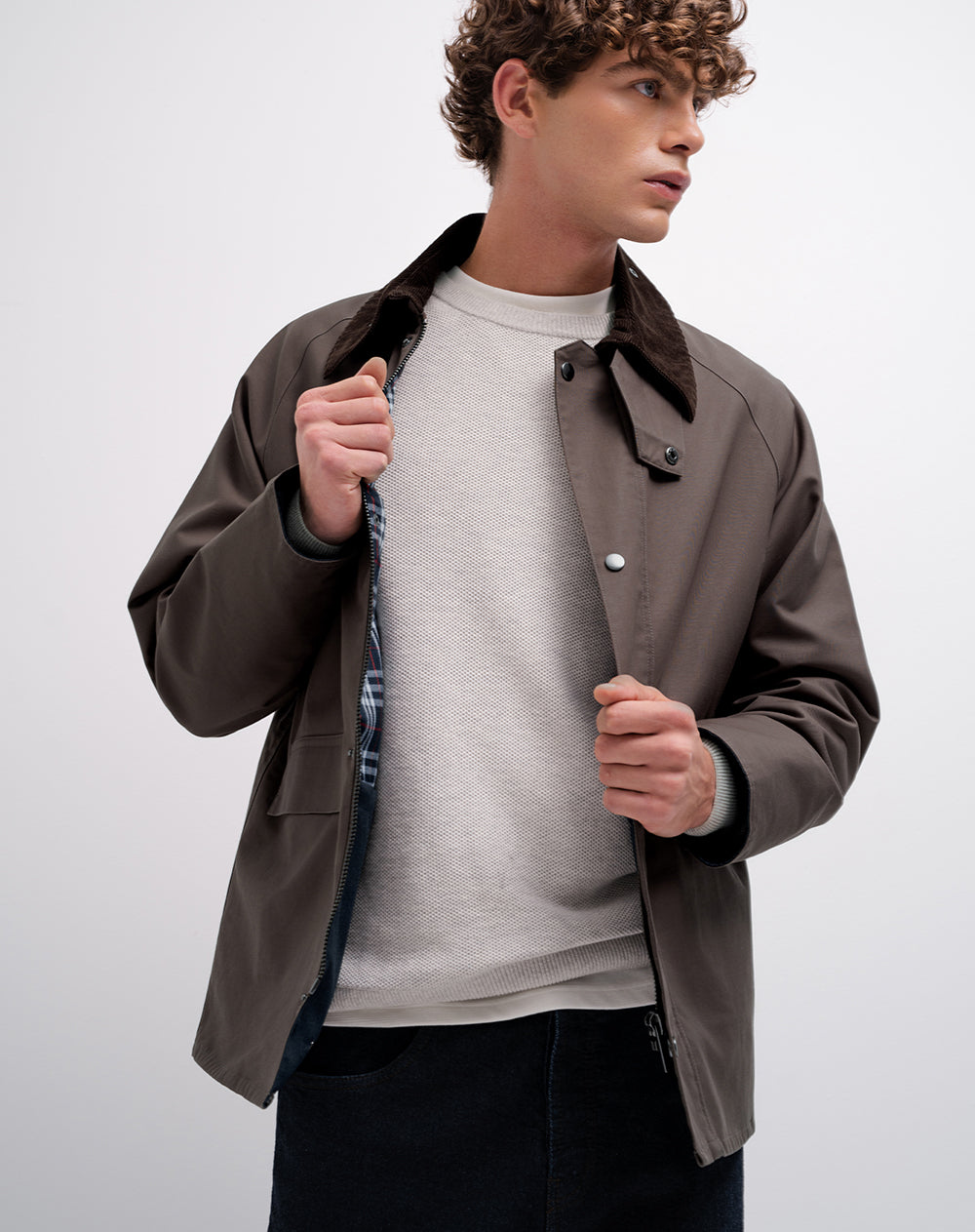 Chaqueta tipo parka algodón café hombre