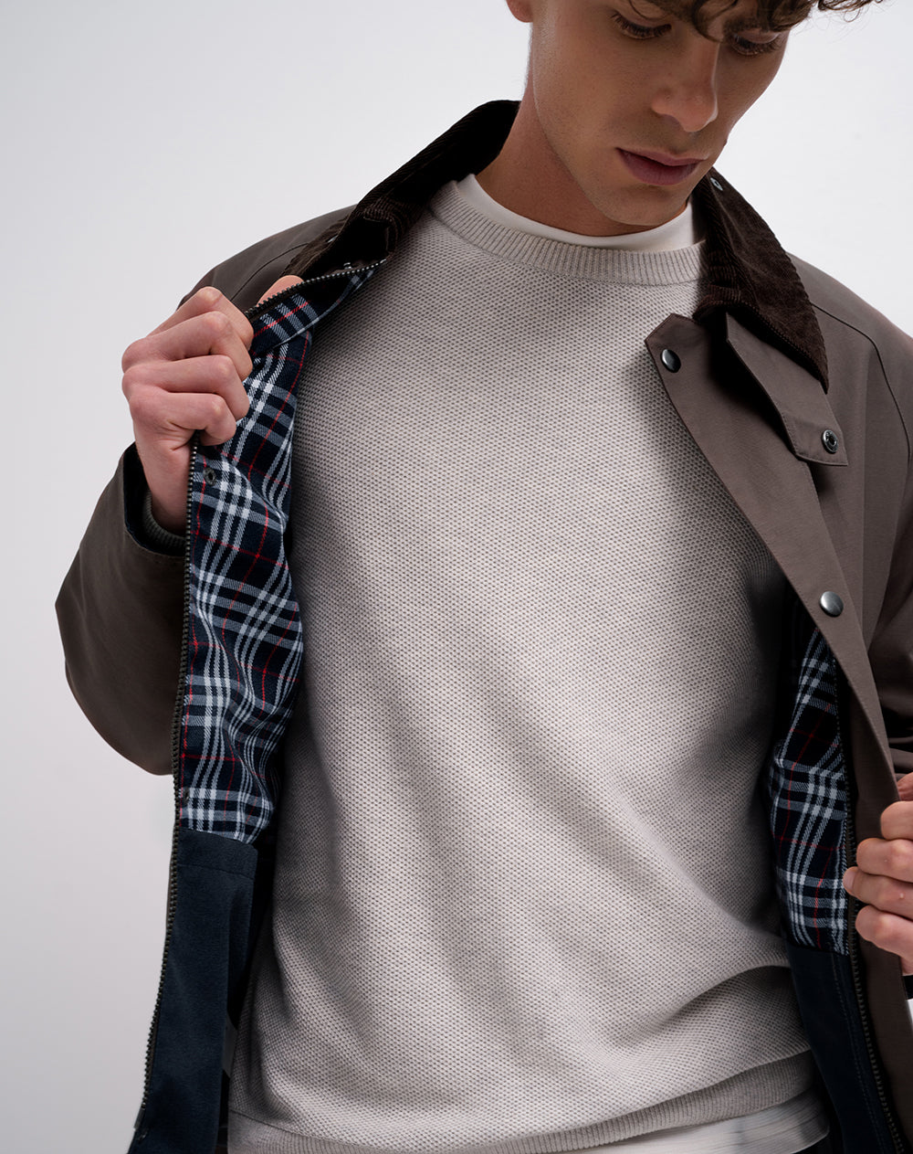 Chaqueta tipo parka algodón café hombre