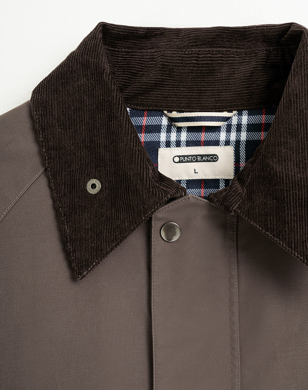 Chaqueta regular bolsillos frontales algodón café hombre