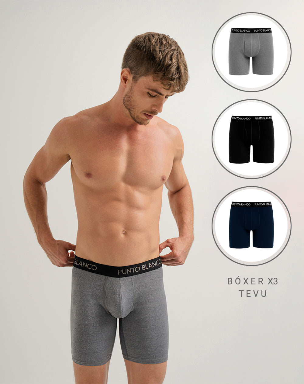 Bóxer deportivo largo microfibra x3unds surtido