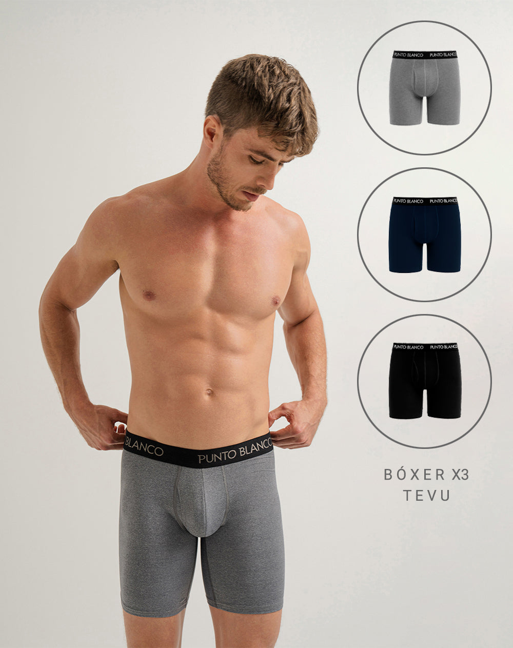 Bóxer deportivo largo microfibra x3unds surtido