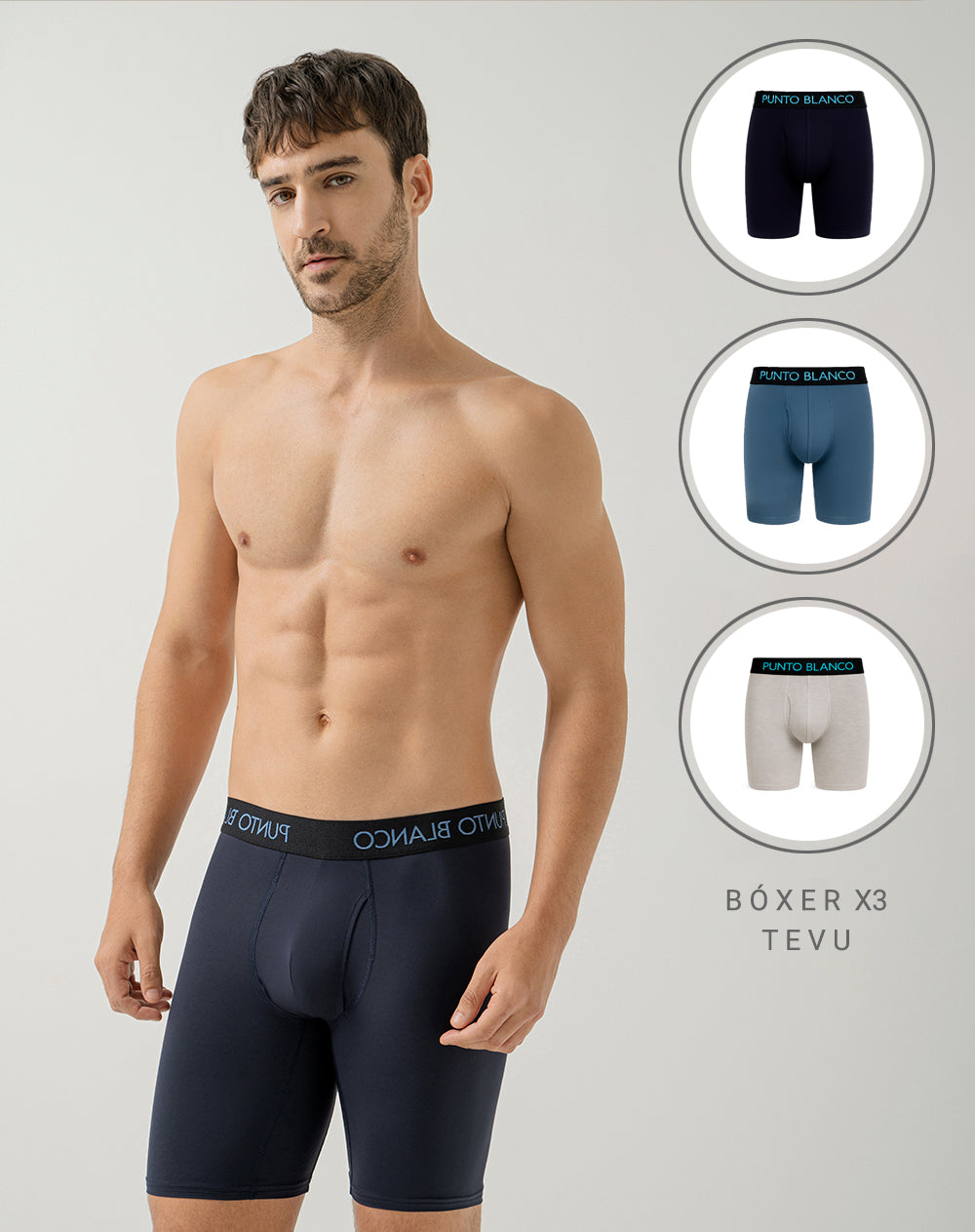 Bóxer deportivo largo microfibra x3unds surtido