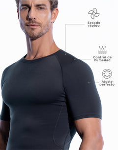 Camiseta deportiva hombre antibacterial negra