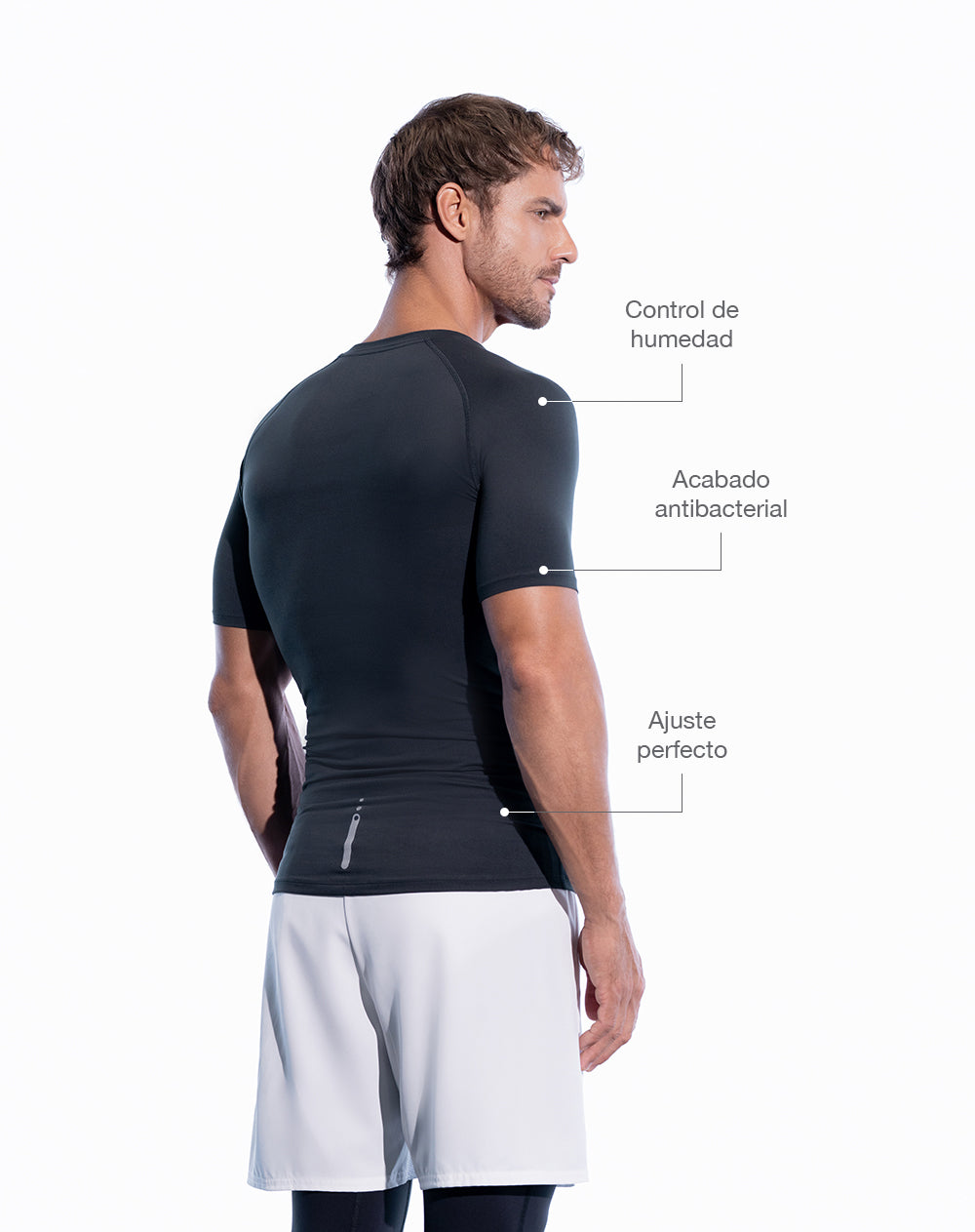 Camiseta deportiva antibacterial negra hombre