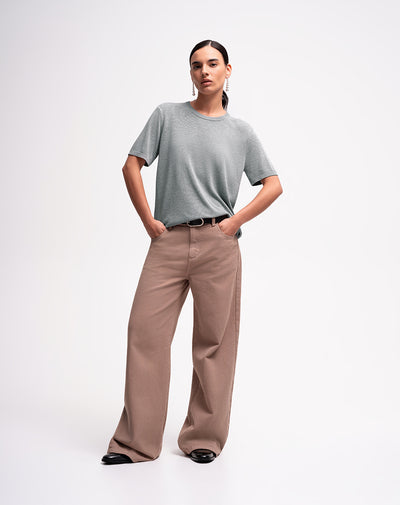 Camiseta regular fit manga corta gris