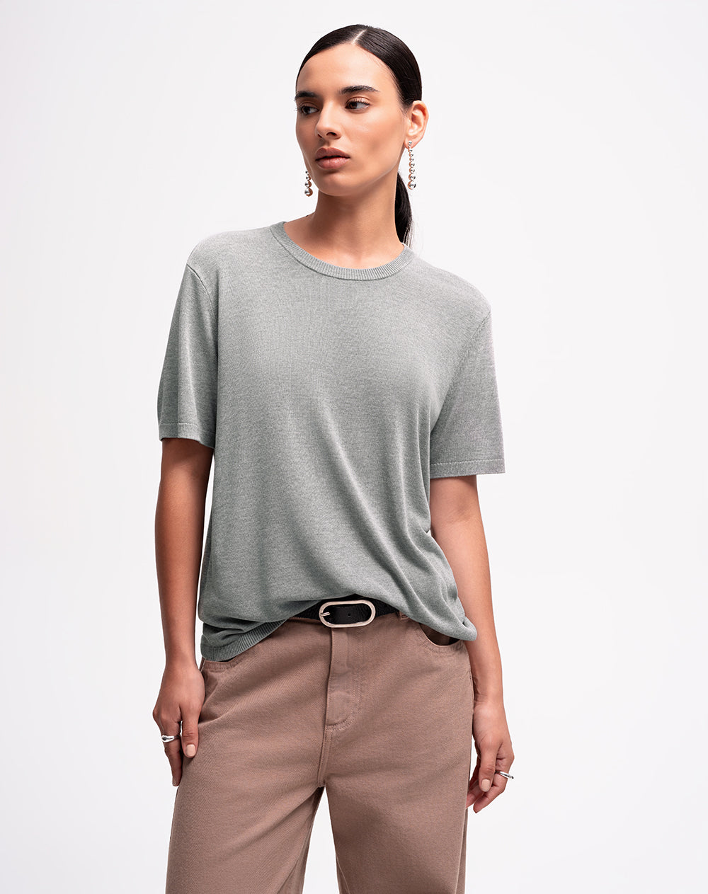 Camiseta regular gris mujer