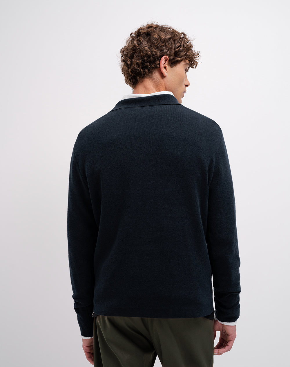 Buzo tipo polo regular tejido de punto algodón azul hombre