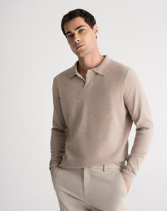 Camibuzo regular algodón tejido de punto taupe hombre