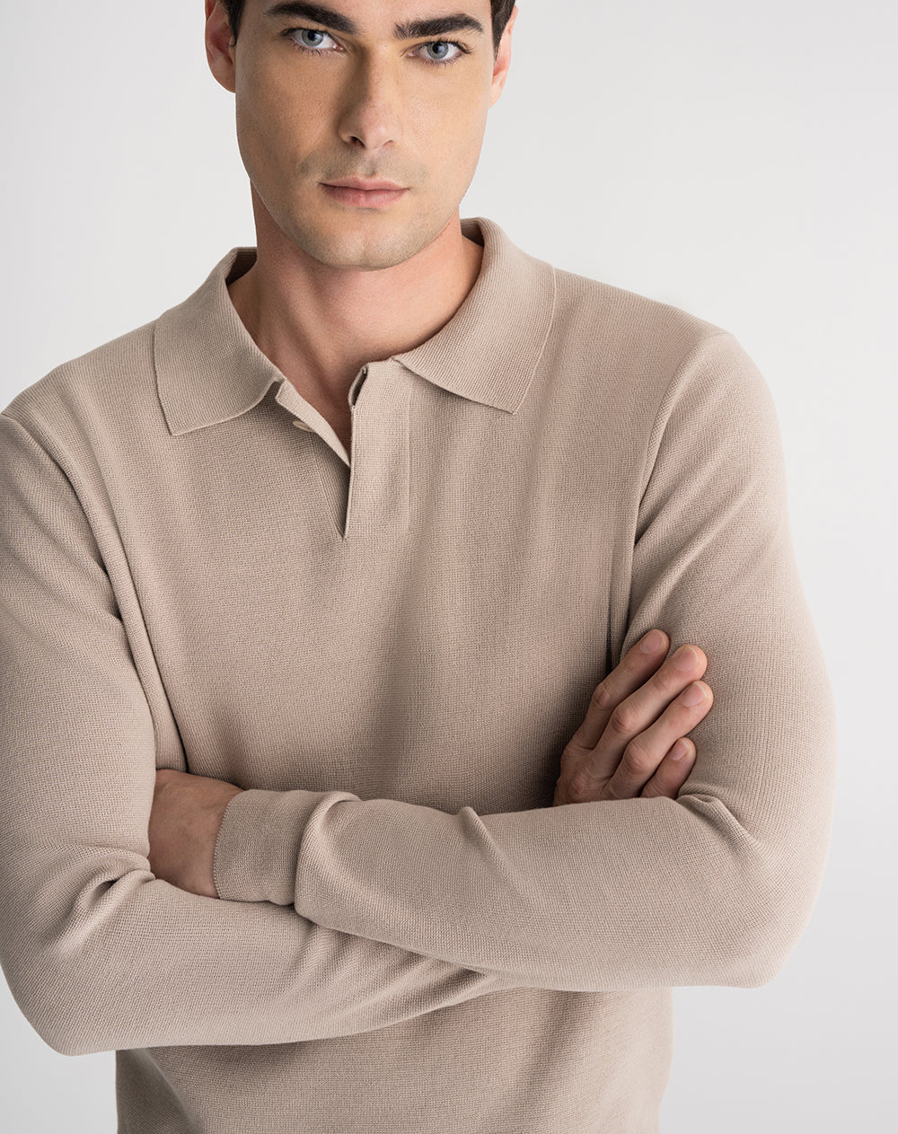 Camibuzo regular algodón tejido de punto taupe hombre