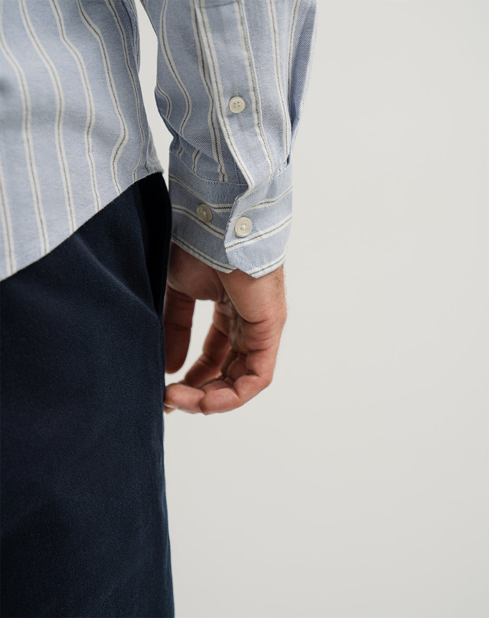 Camisa manga larga regular algodón azul hombre