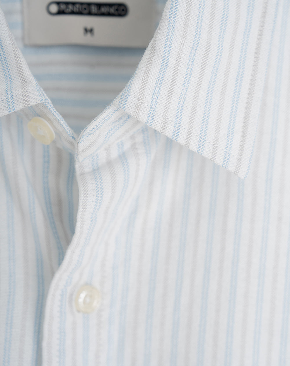 Camisa regular fit manga larga blanca con rayas