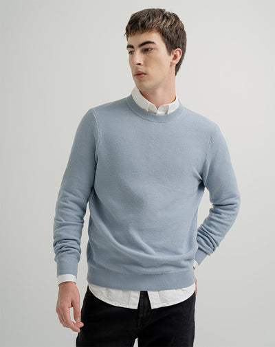 Buzo regular tejido de punto algodón azul claro hombre