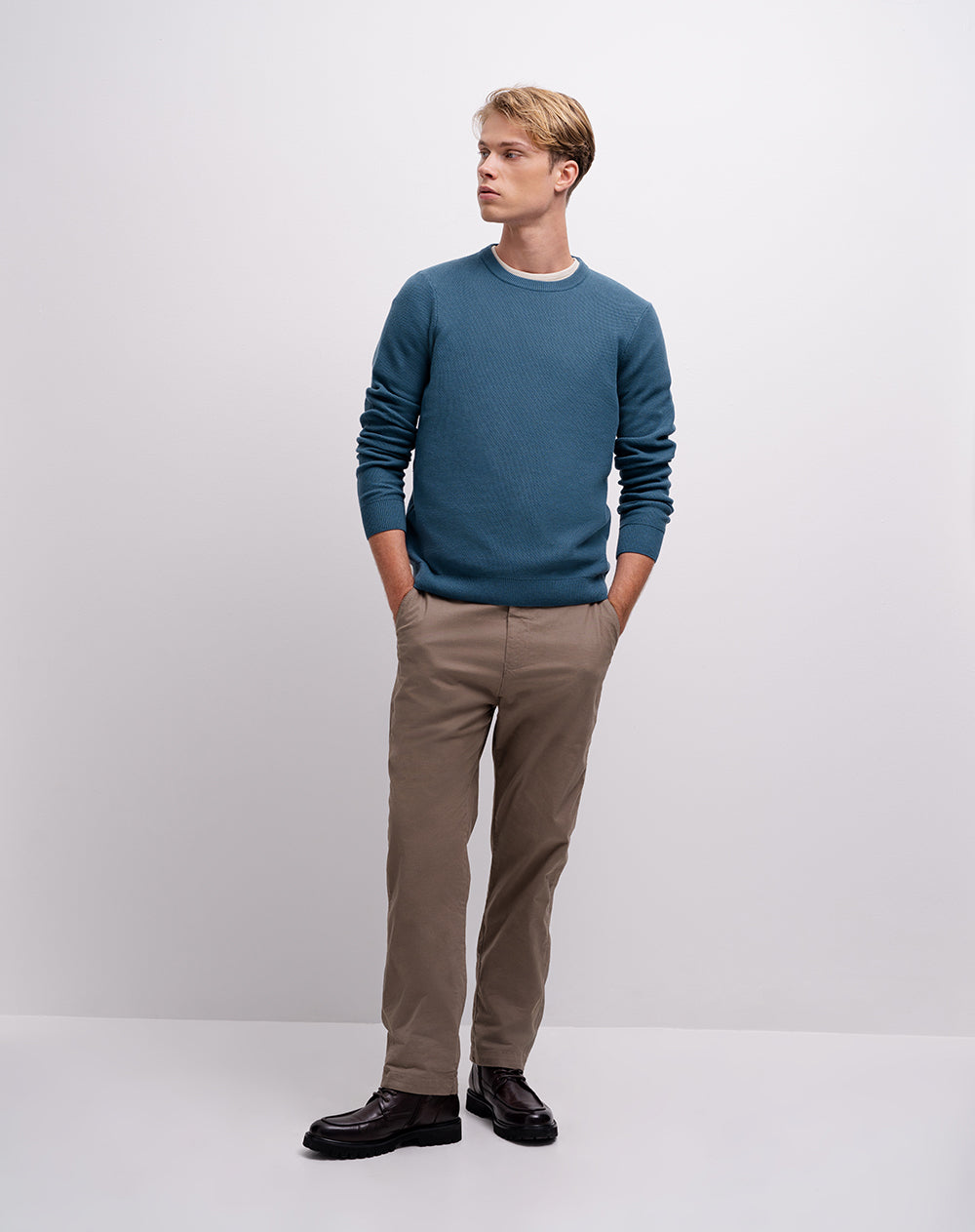 Buzo regular tejido de punto algodón azul hombre