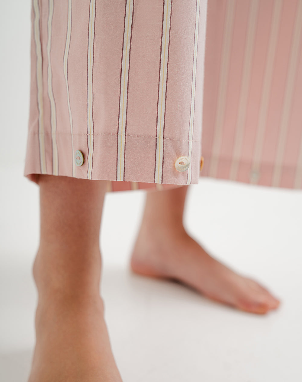 Pantalón de pijama mujer algodón largo extensible malva rayas