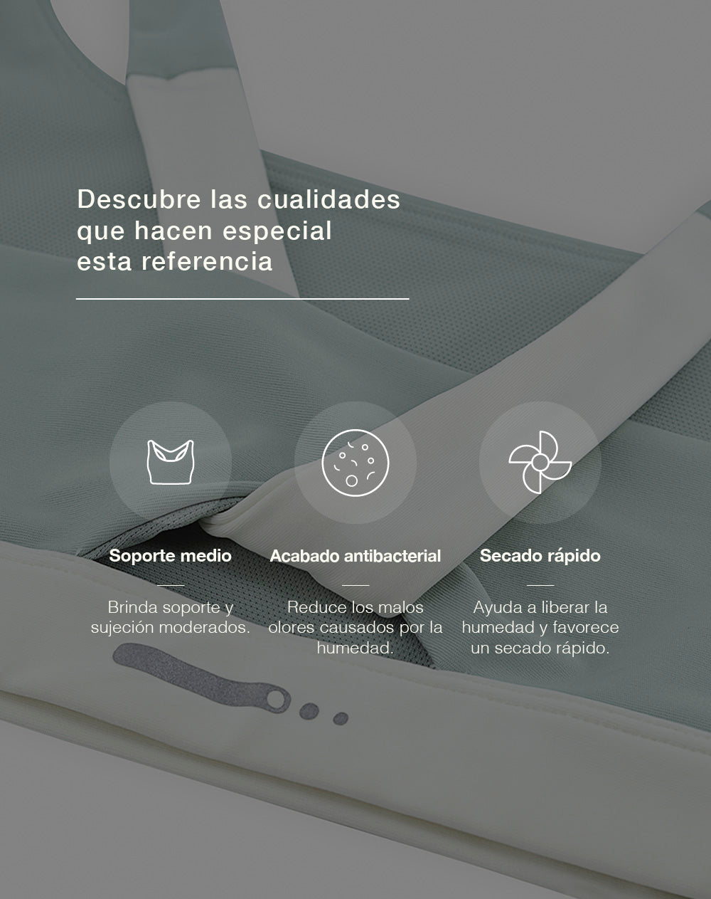 Top deportivo soporte medio control humedad verde