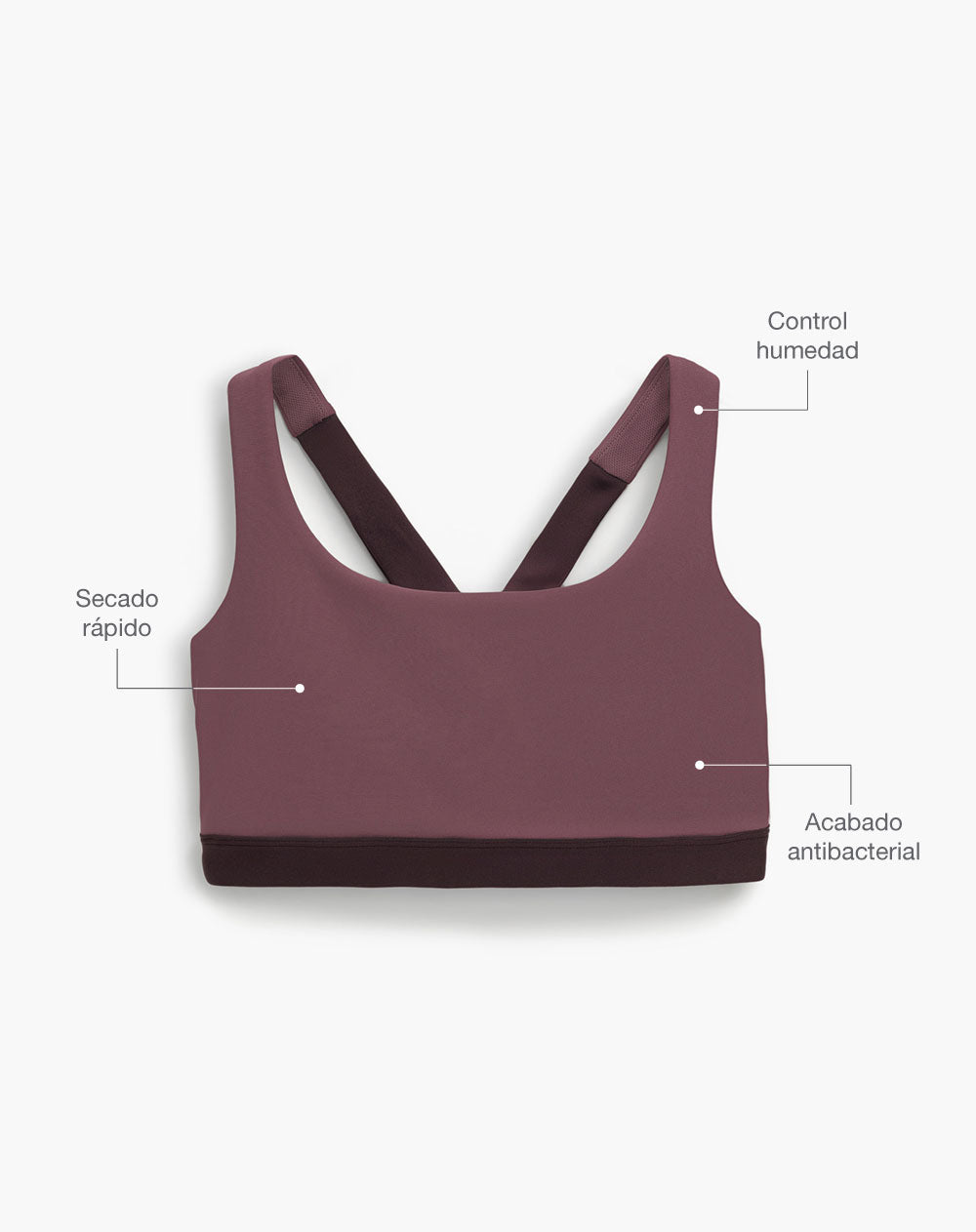 Top tiras anchas soporte medio vinotinto bloques