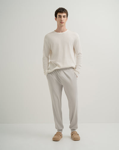 Jogger algodón sostenible semi ajustado gris claro para hombre