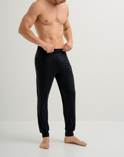 Jogger algodón sostenible semi ajustado negro para hombre