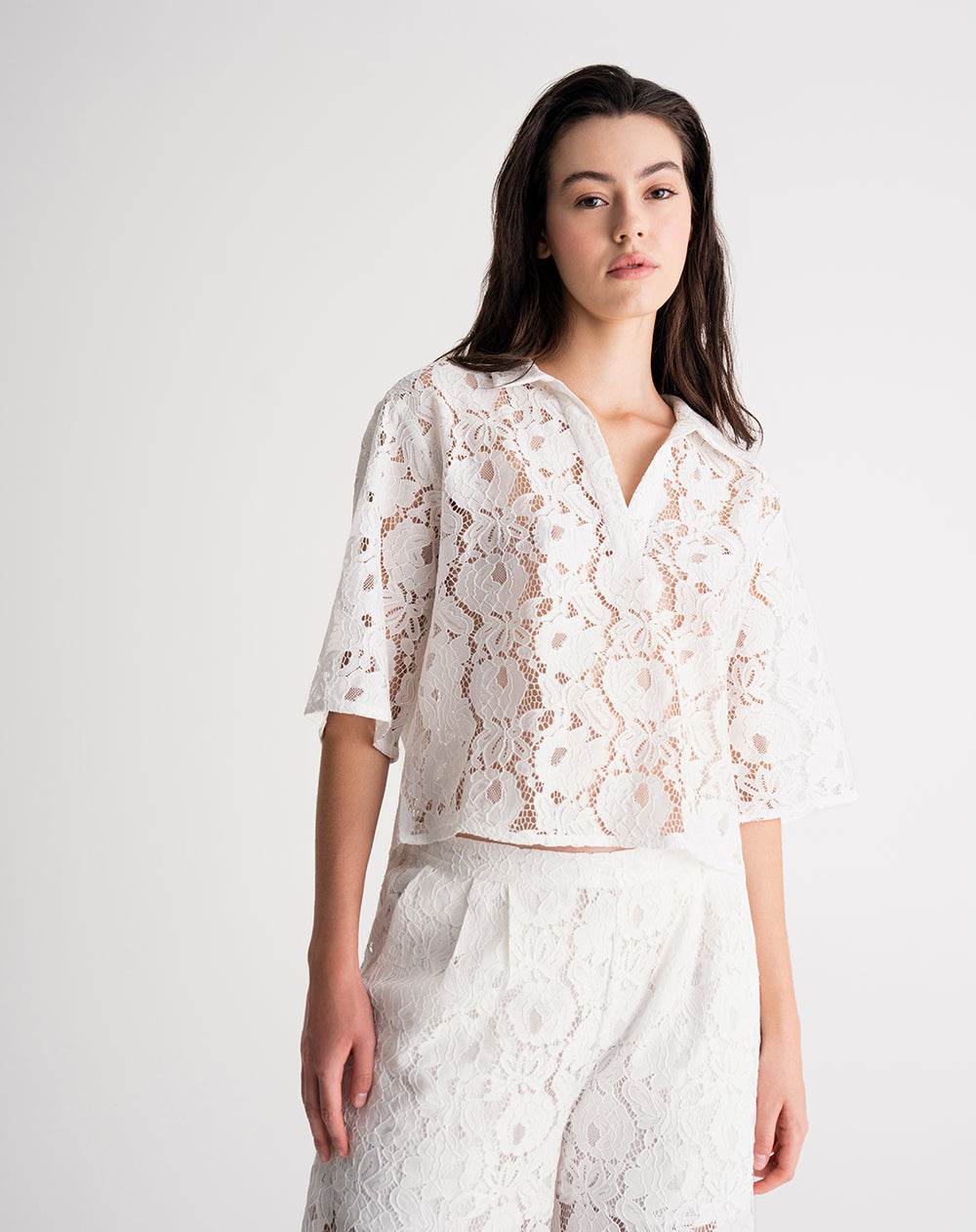 Camisa regular fit manga corta blanca