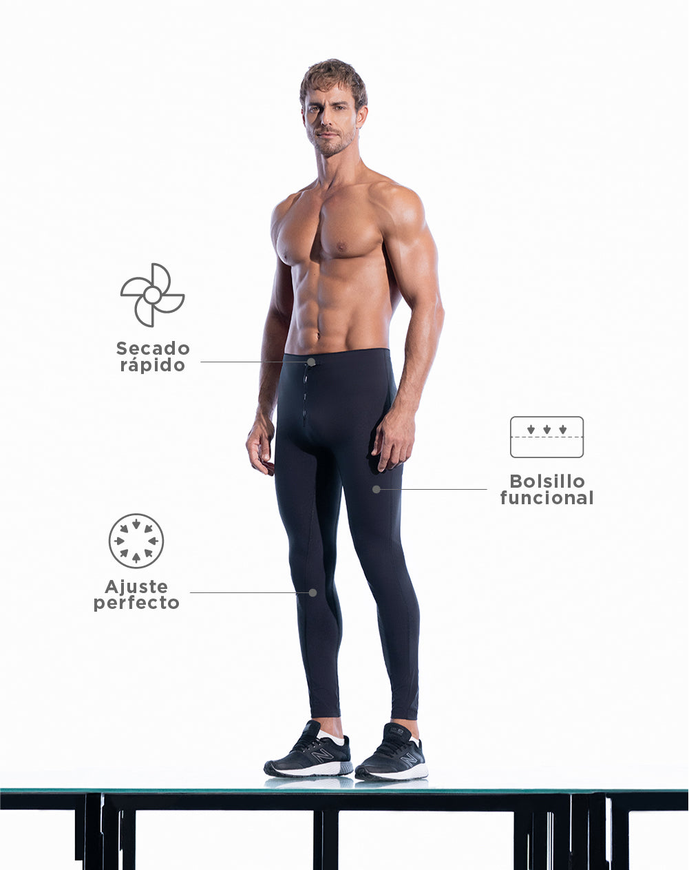 Sudadera deportiva ajustada en microfibra negra para hombre