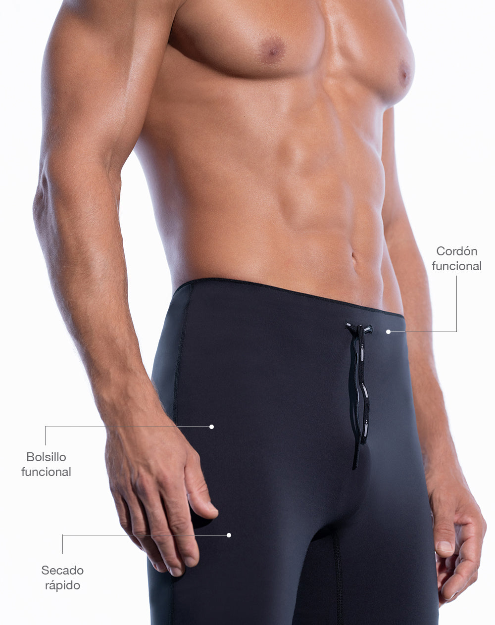 Sudadera deportiva ajustada microfibra negra hombre