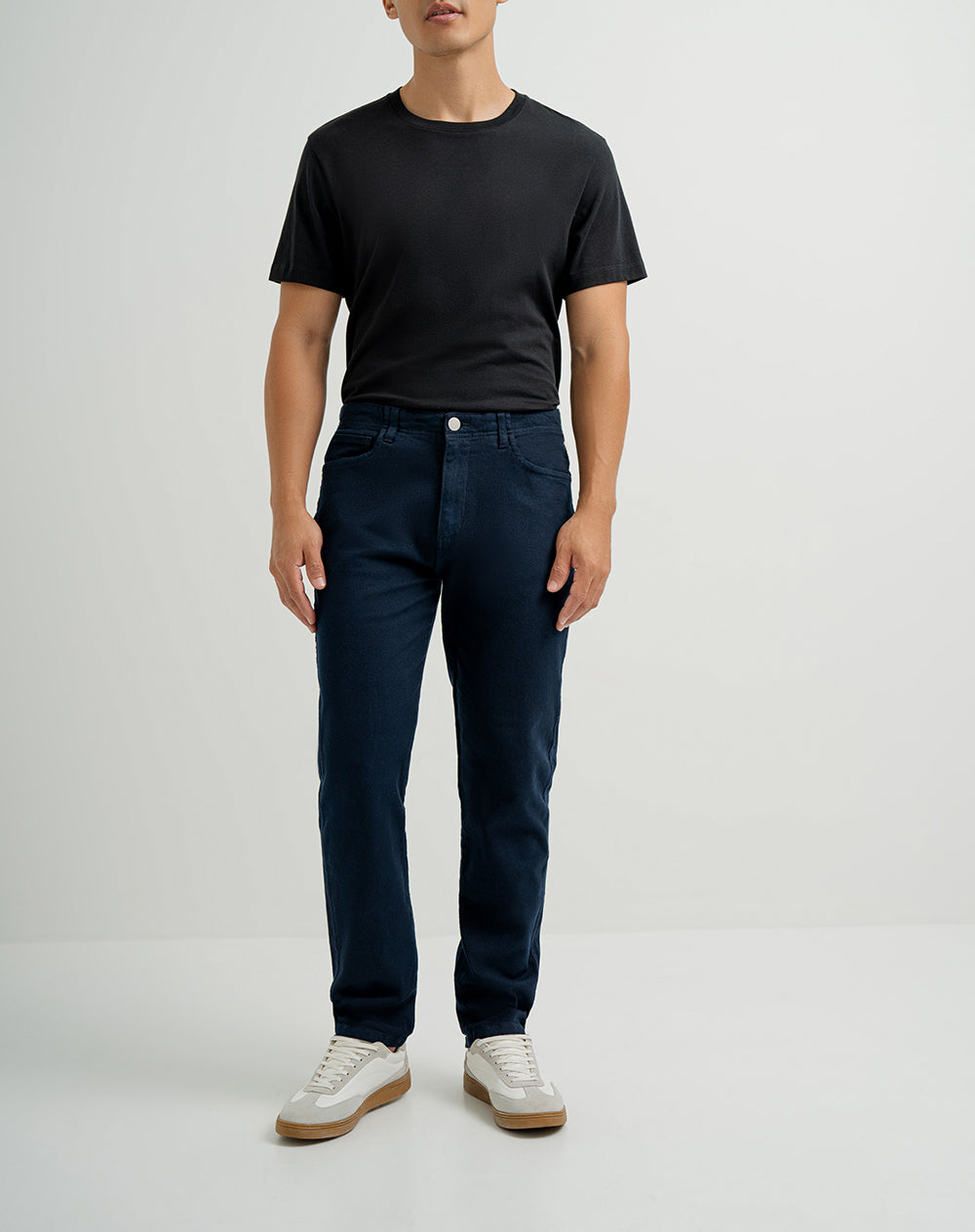 Pantalón regular fit tiro medio en drill azul