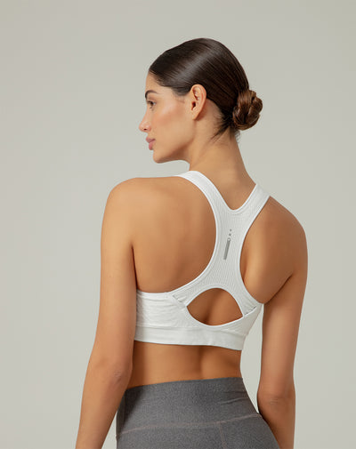 Top deportivo soporte alto seamless sin costura blanco