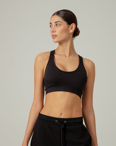 Top deportivo soporte alto seamless sin costura negro